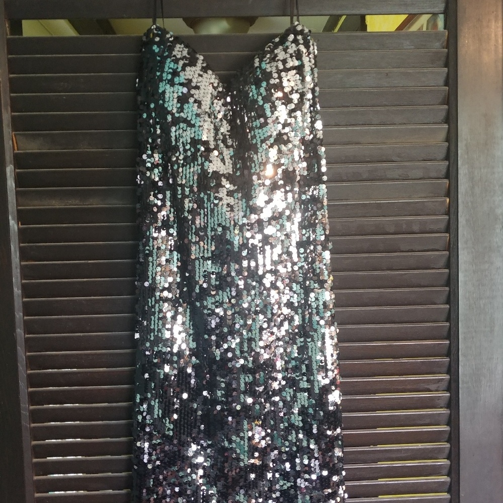 Strapless sequin dress